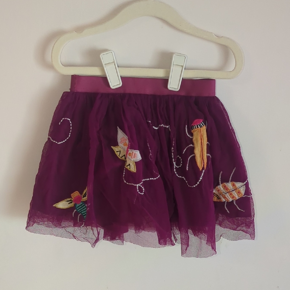 Purple Piccolina Tulle Skirt with Embroidered Insects 2T